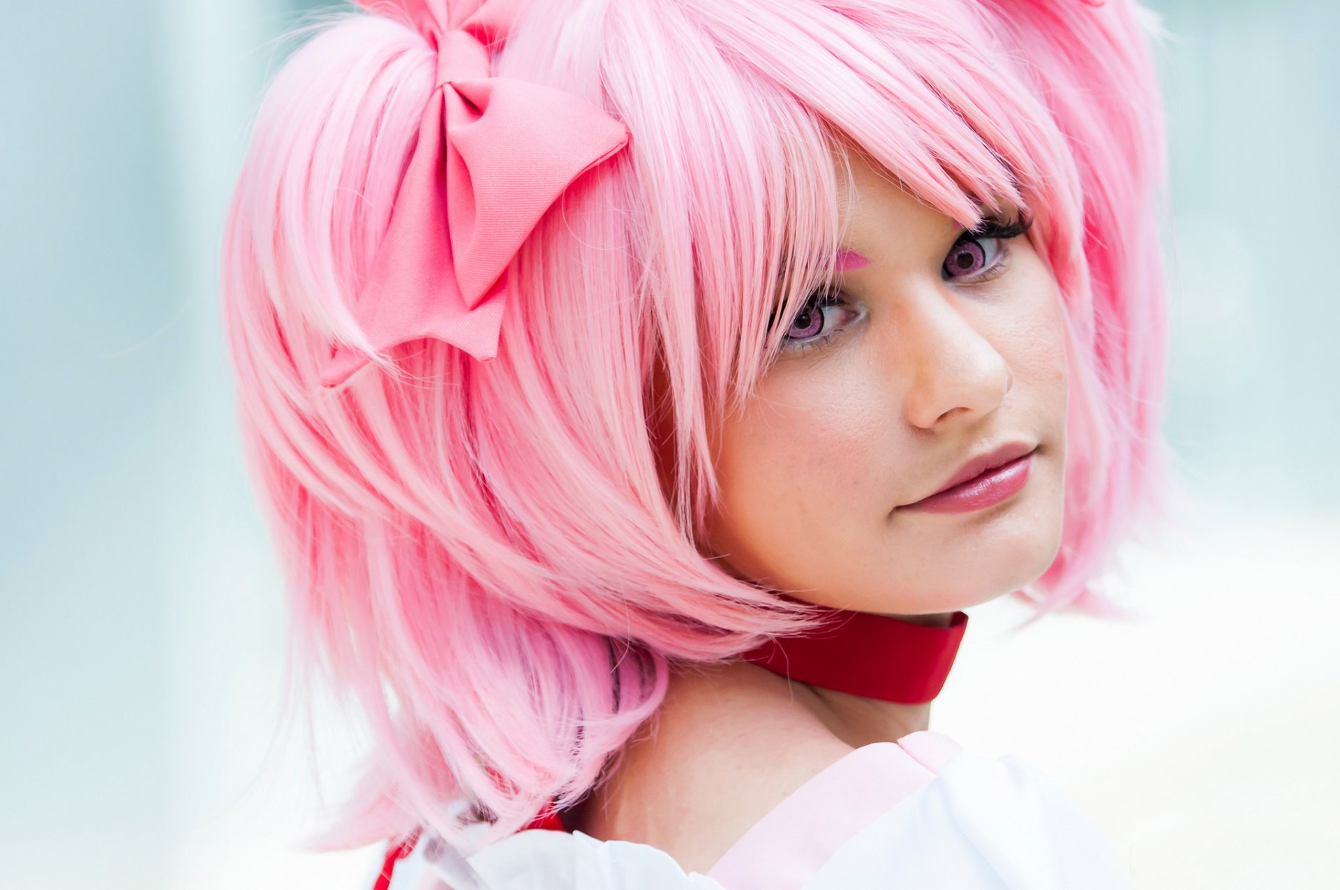 pink hair portrait cosplay