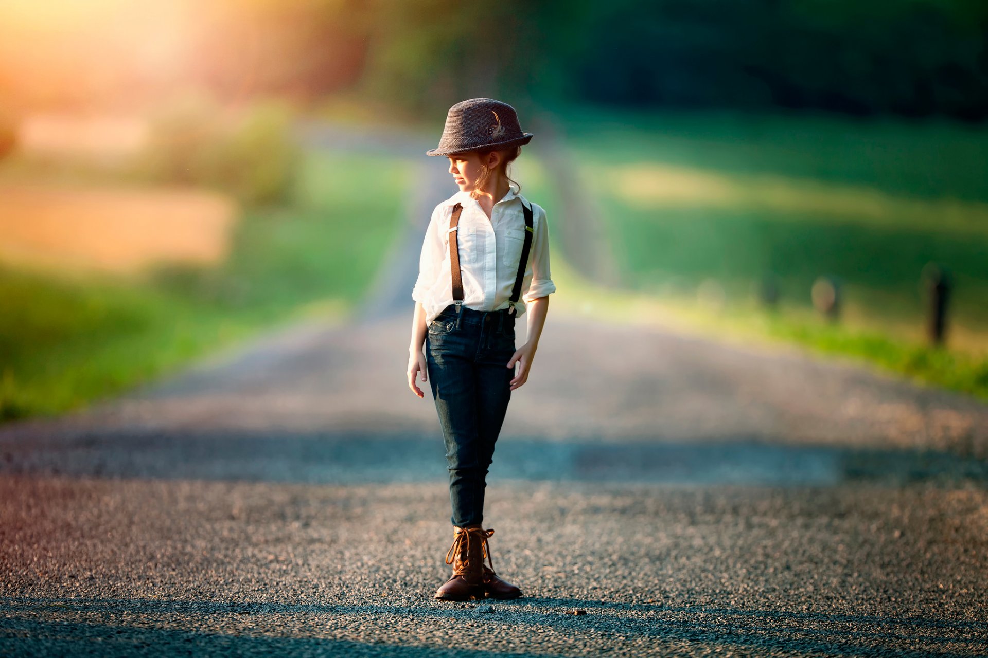 tomboy girl child photography road bokeh