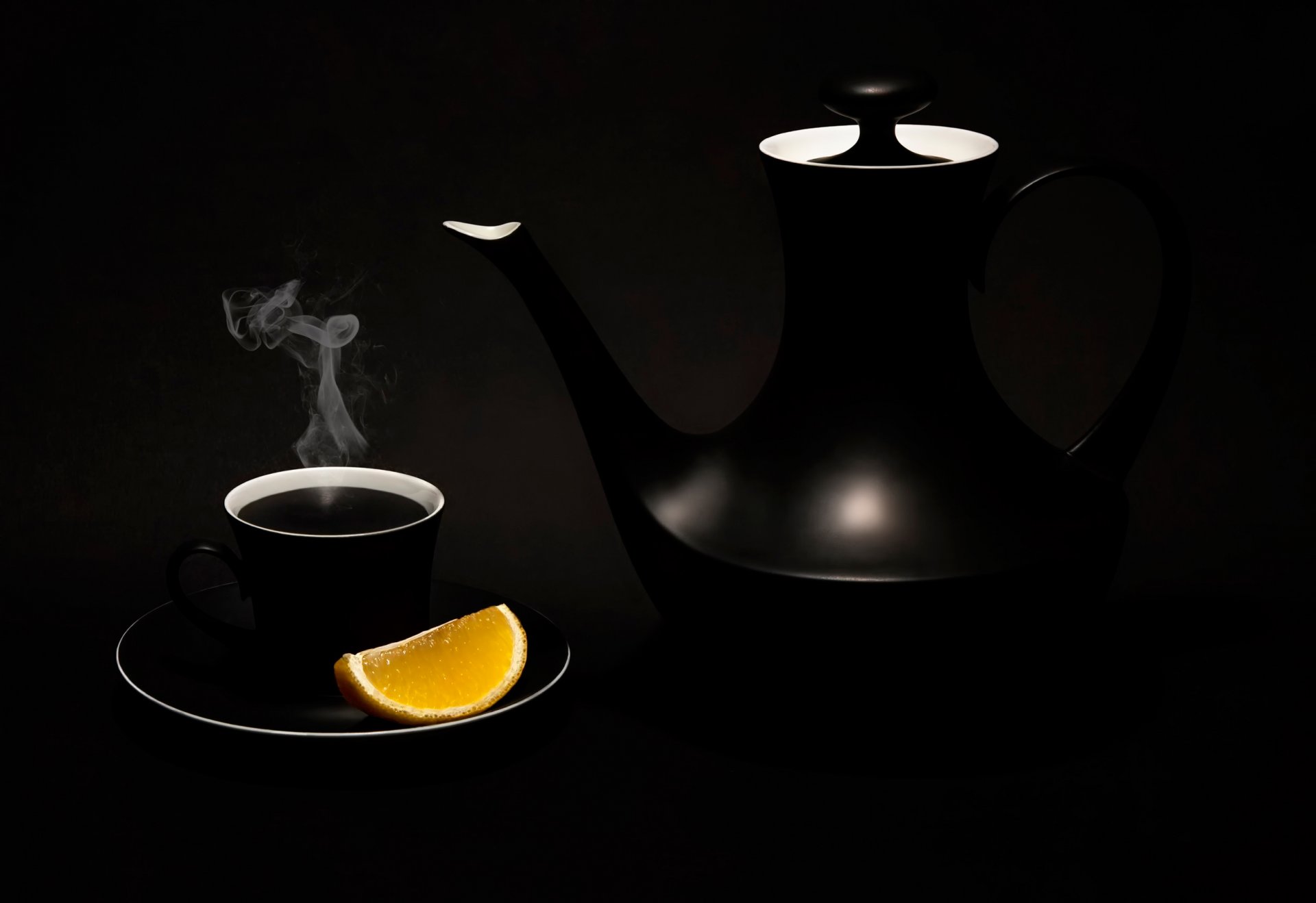 thé noir théière tasse citron