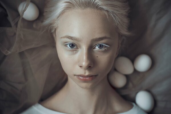 Scandinavian blonde. White eyelashes