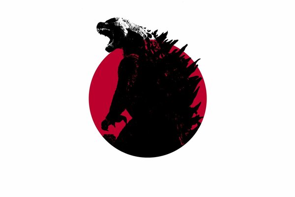 Roter Kreis mit dem gefürchteten Godzilla