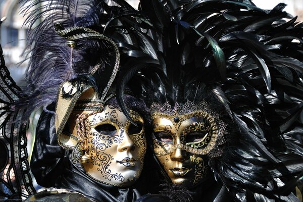 Mask carnival in Venice with feathers