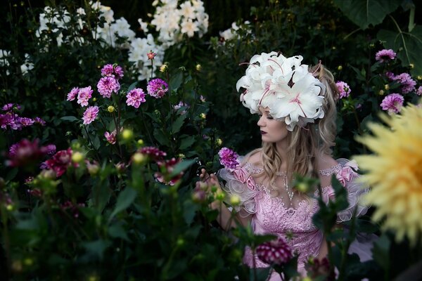 Photo of a girl with flowers in her hair