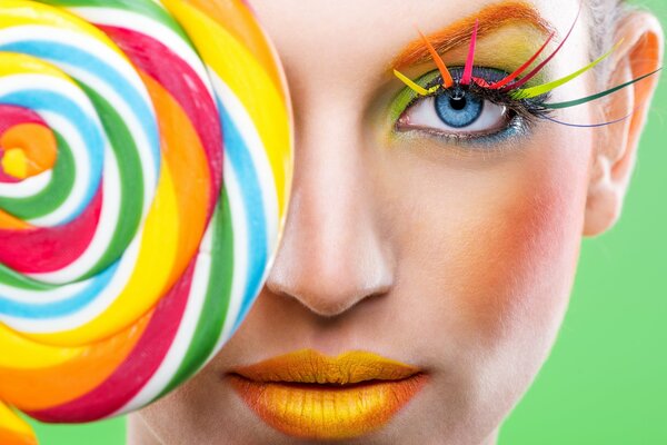 Trucco arcobaleno come caramelle arcobaleno