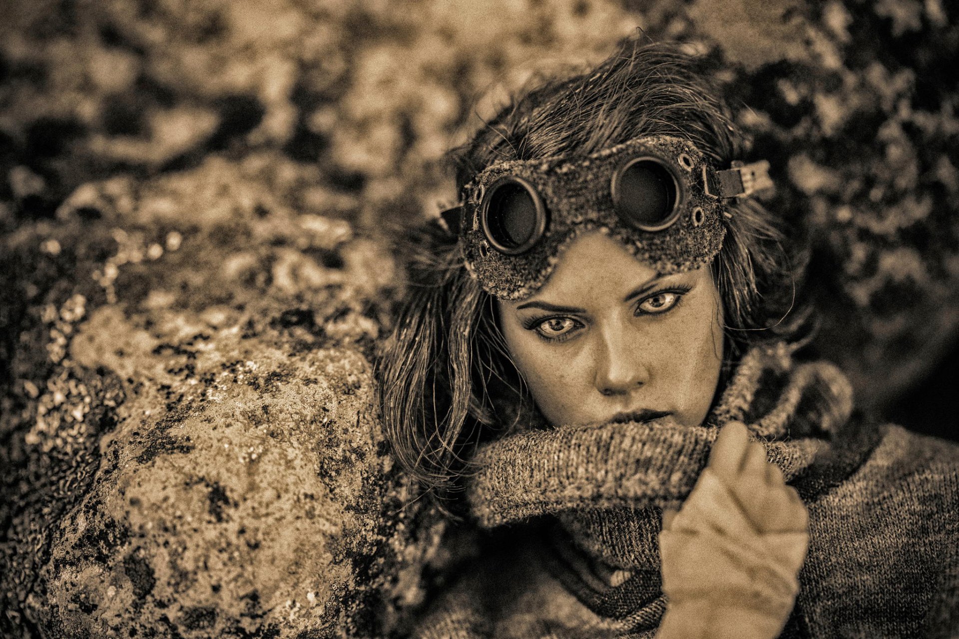 tranded portrait girl sunglasses grain blur