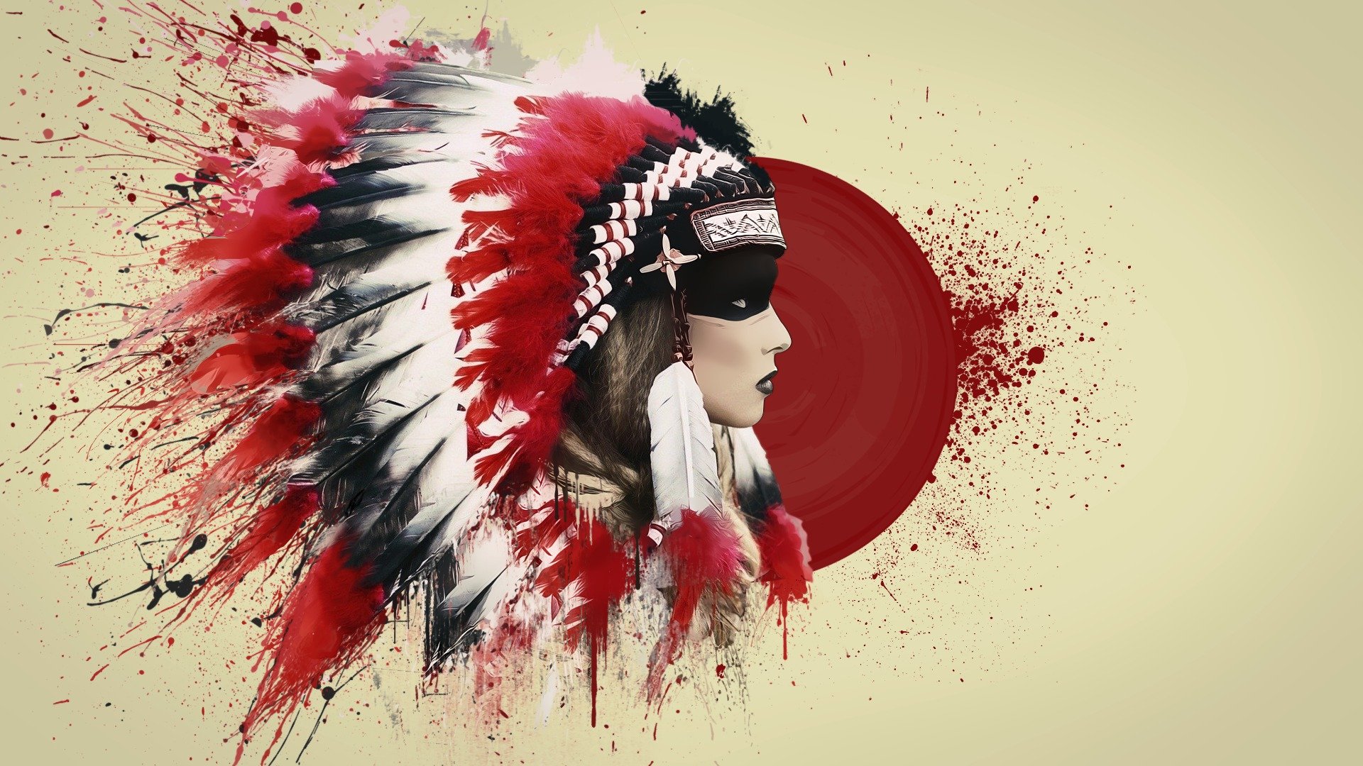 indian feathers art blood roach