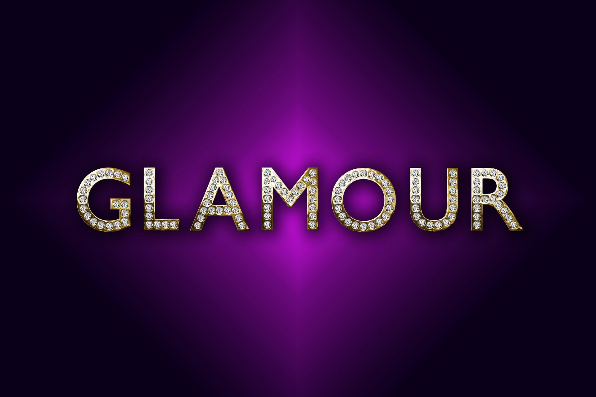 glamour prestigioso oro diamanti lettere viola sfondo marica design