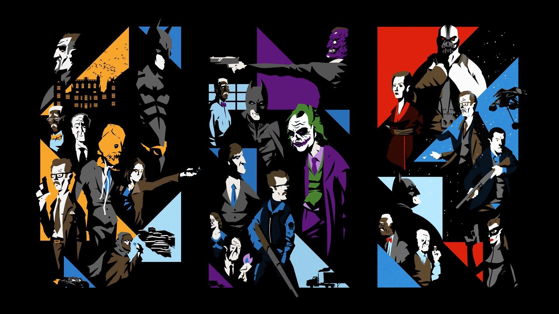 batman begins the dark knight the dark knight rises characters collage