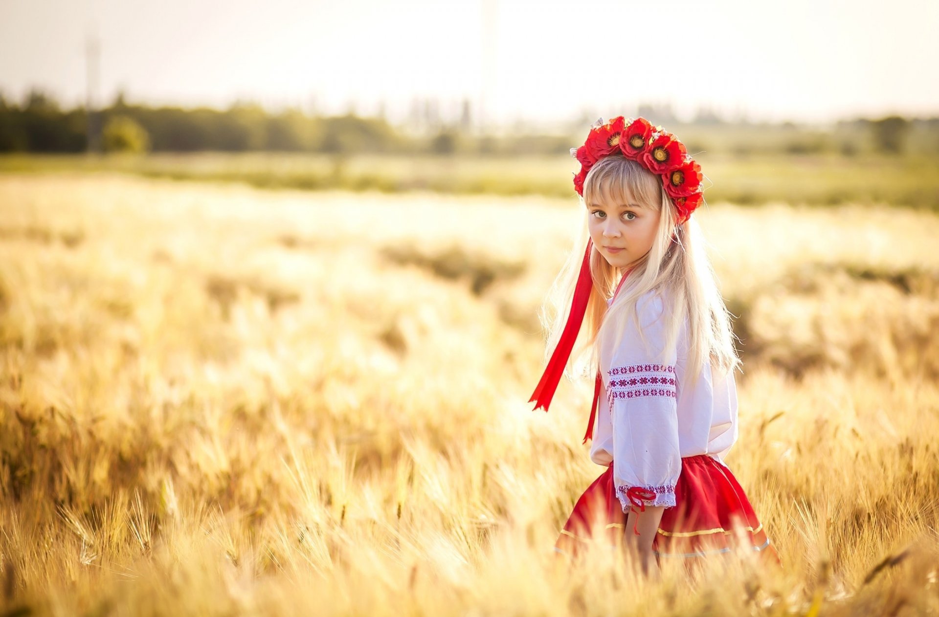 ukraine ukrainienne fille champ blé couronne