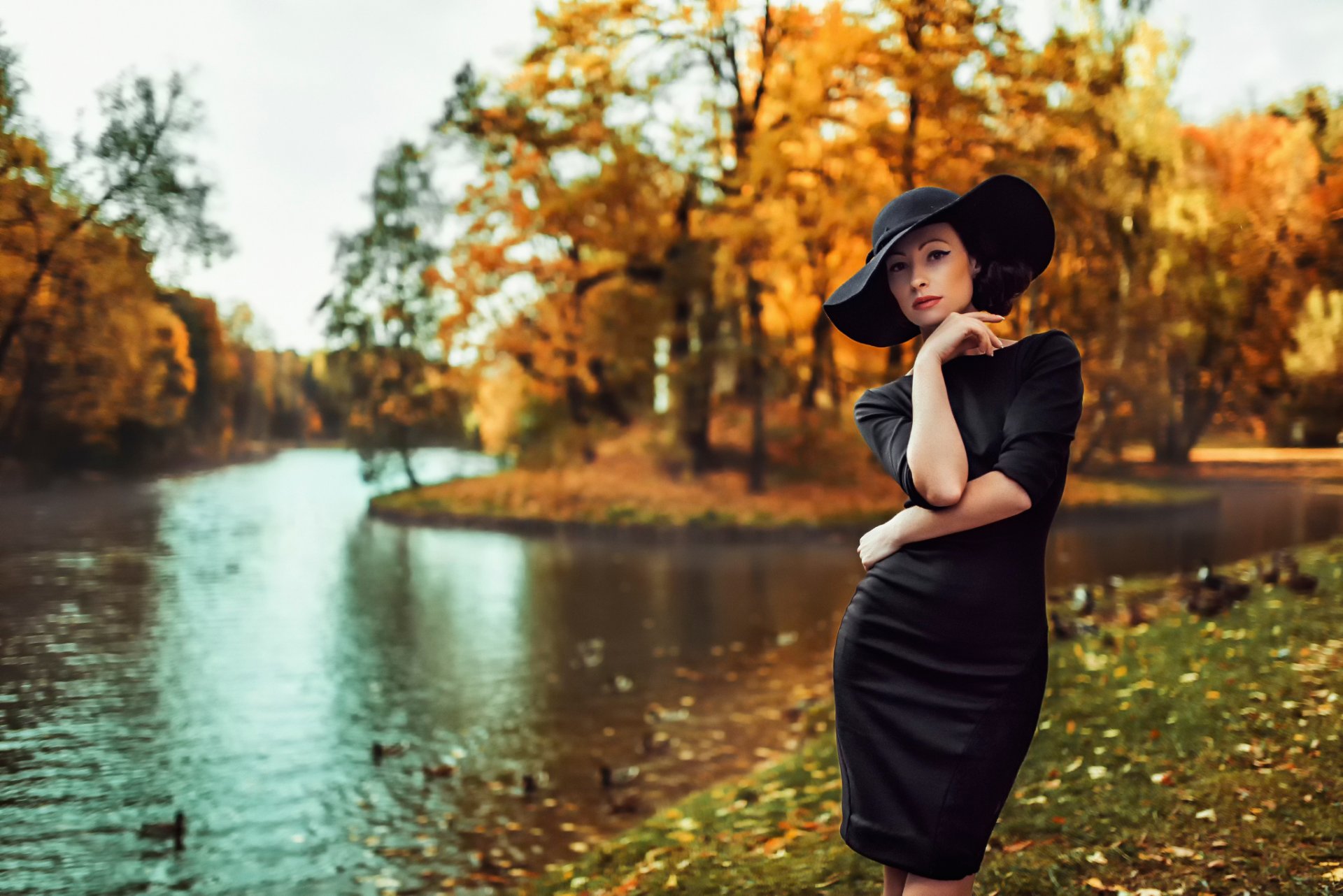 herbstfarben mädchen herbst kleid hut russland