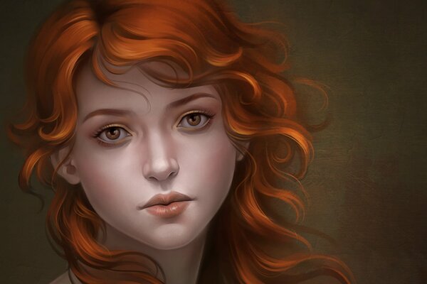 Girl with red hair close-up