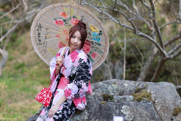 Asian-style girl with umbrella