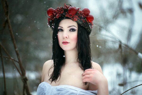 Portrait d hiver d une belle fille