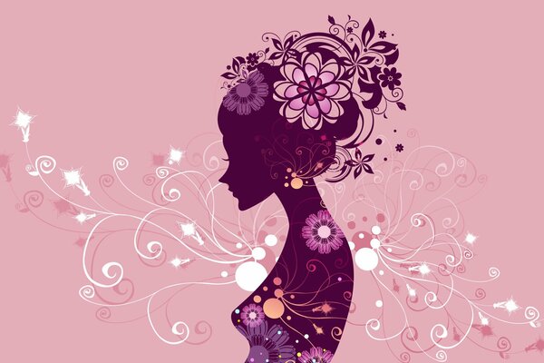 Silhouette of a girl with flowers