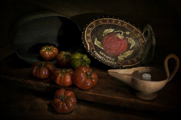 Style Vintage tomates et bougie