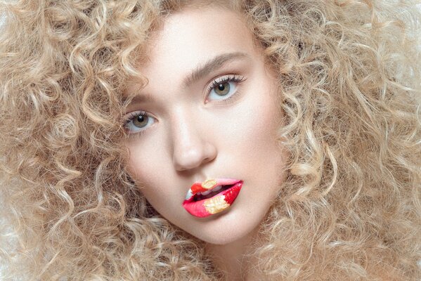 Beautiful girl with curly hair