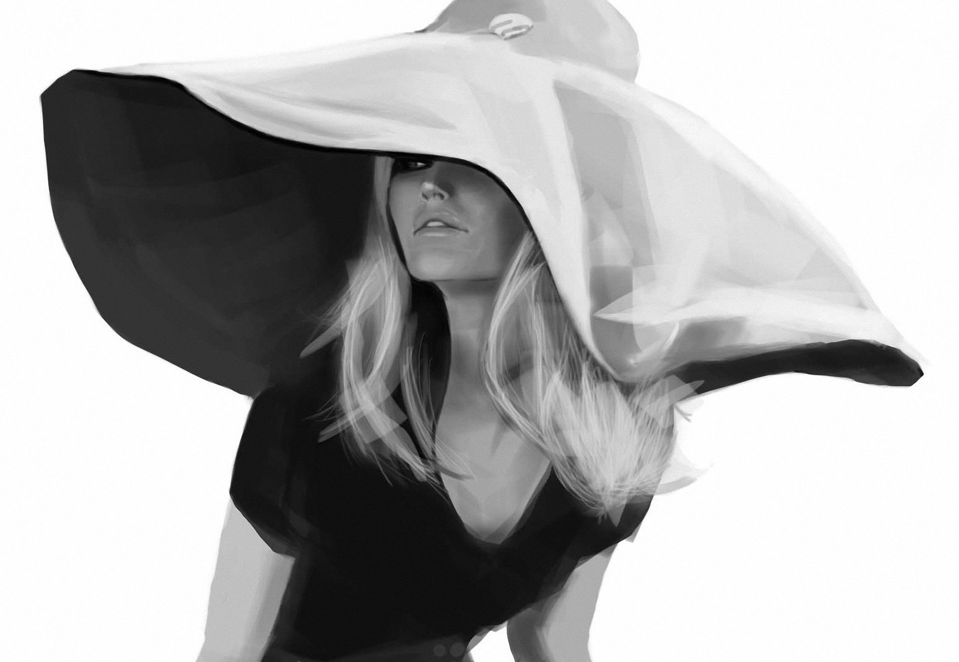 bridget bardot figura chica sombrero monocromo blanco y negro