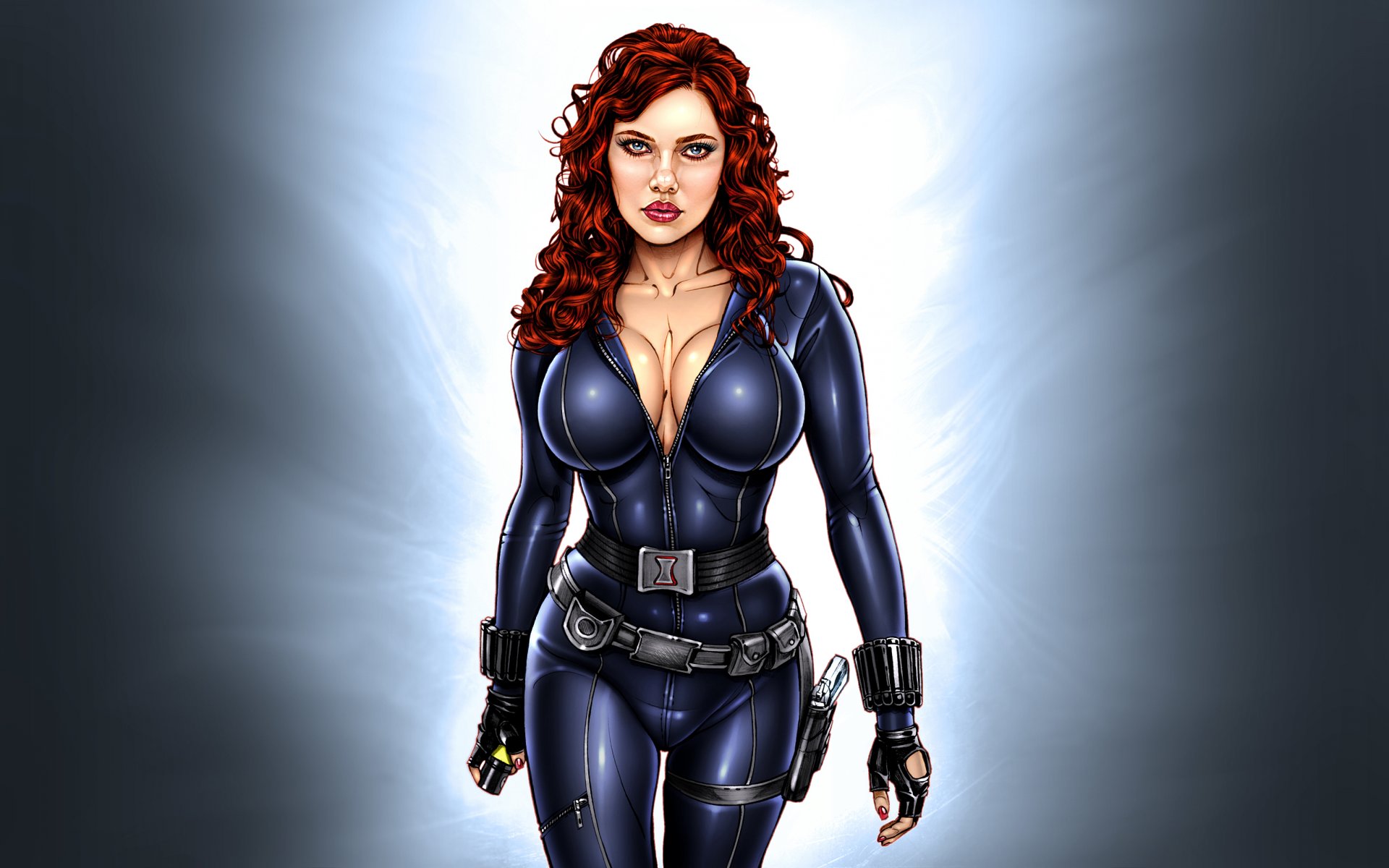 kunst scarlett johansson natalia romanova schwarze witwe iron man 2 armando huerta pin-up modern pinup