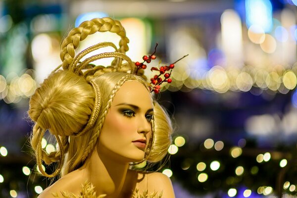 Blonde girl with an unusual hairstyle