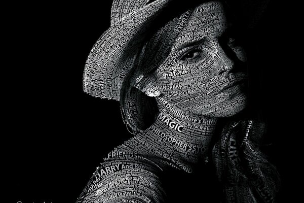 Emma Watson. portrait des inscriptions du journal