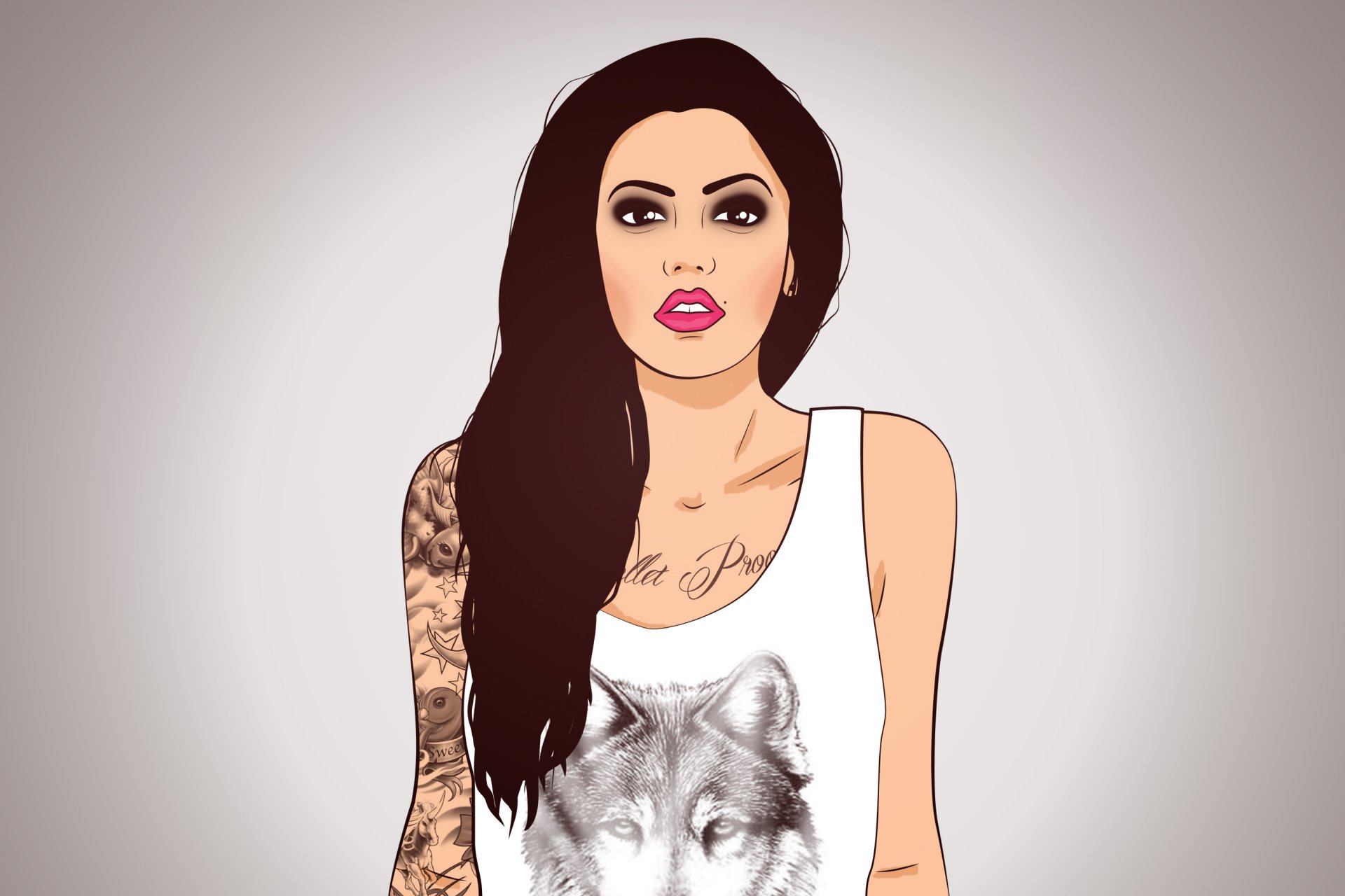 tattoo jersey wolf lips smoky eye