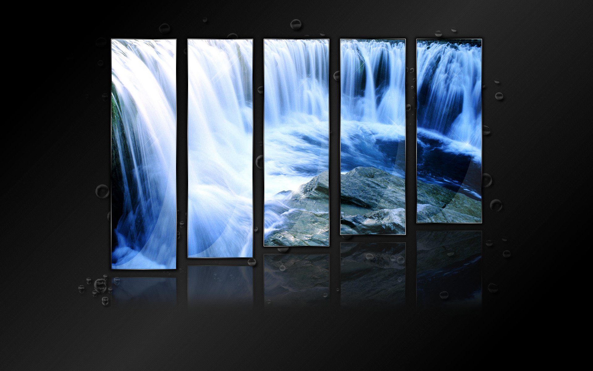 collage wasserfall kristall wasserfall reflexion wasser tropfen glanz