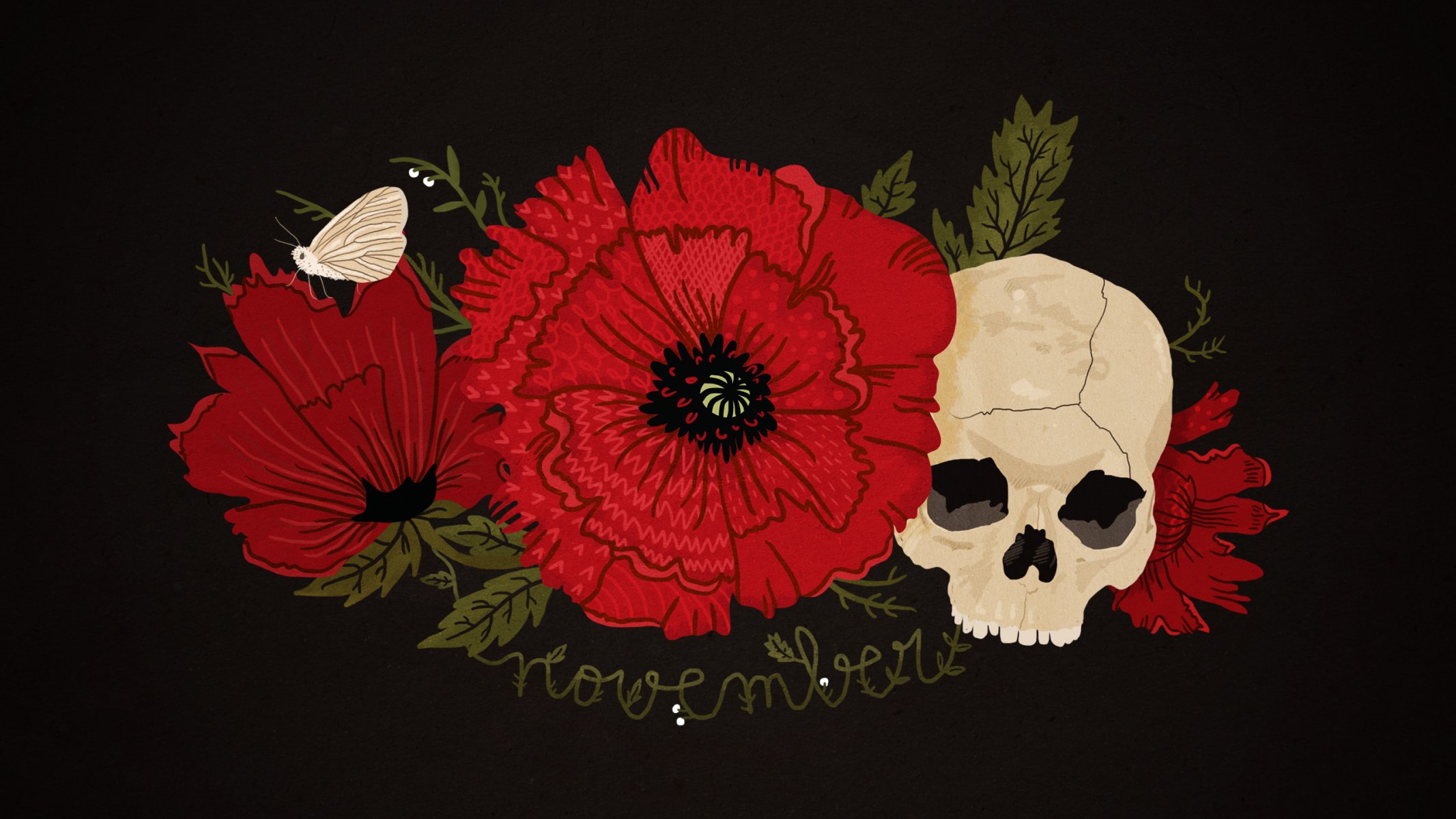 red poppy skull flower november happyne