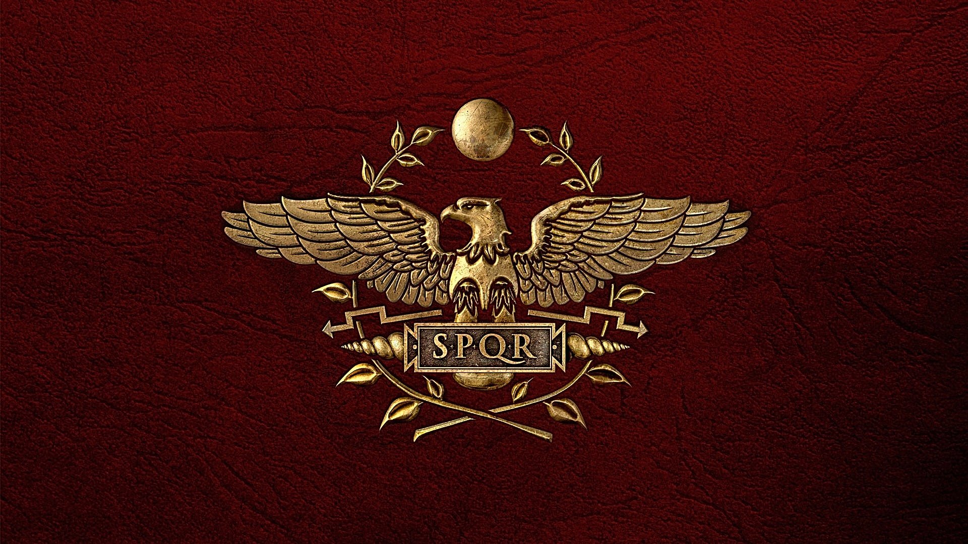 escudo de armas símbolo roma romano imperio rojo fondo cuero