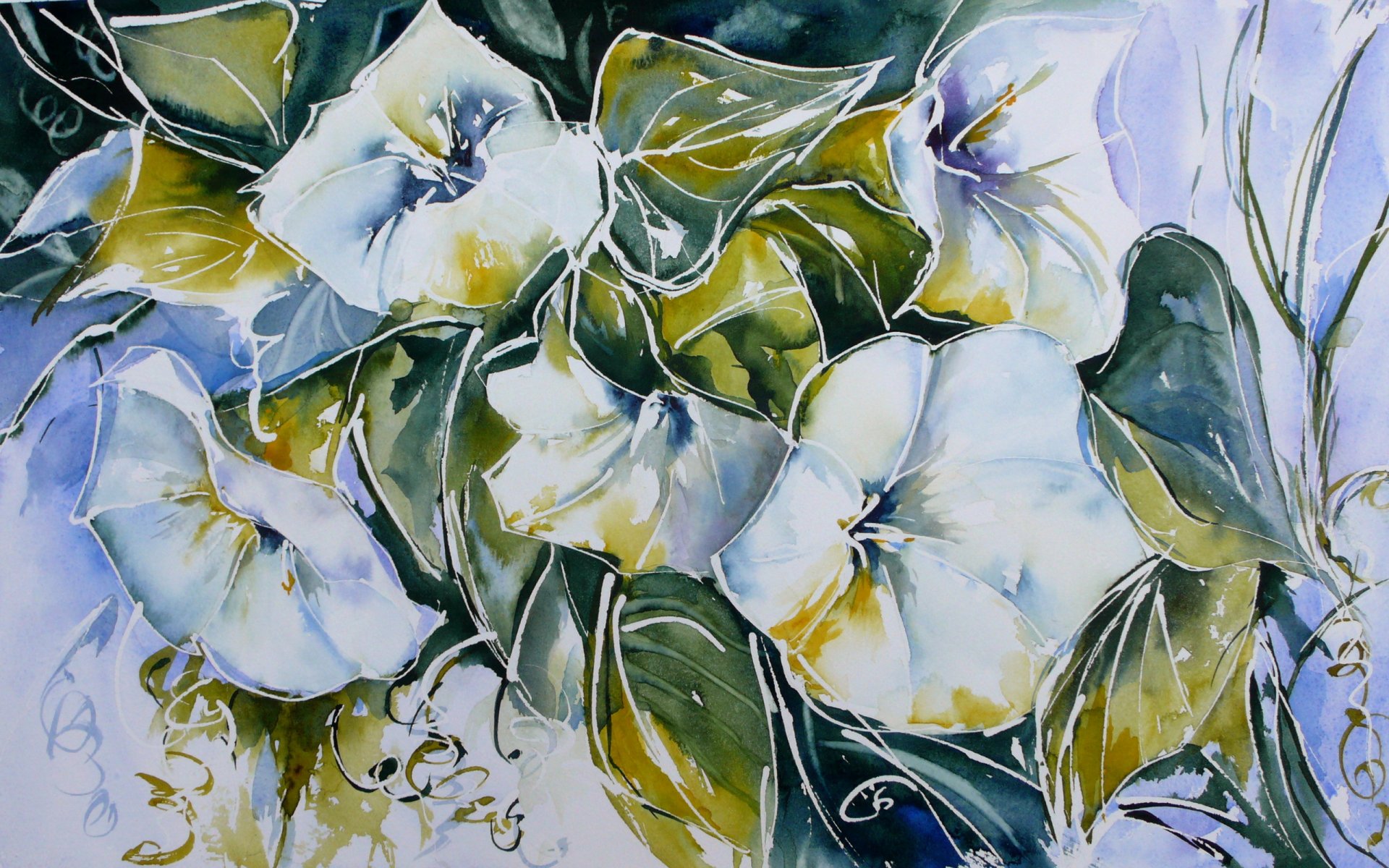 peinture aquarelle fleurs style