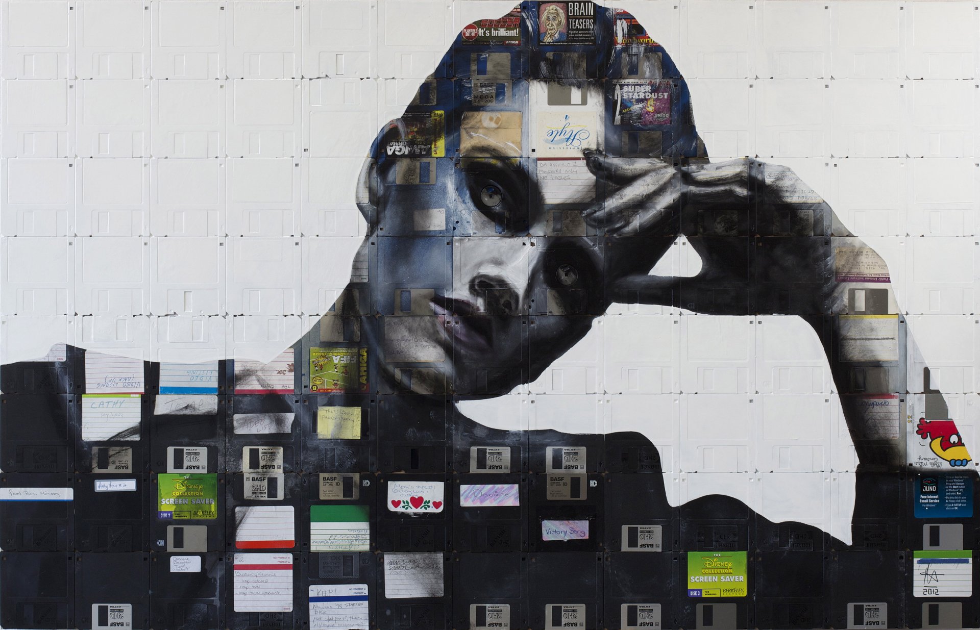 nick gentry nick gentry stile floppy disk ragazza ritratto arte floppy arte floppy arte