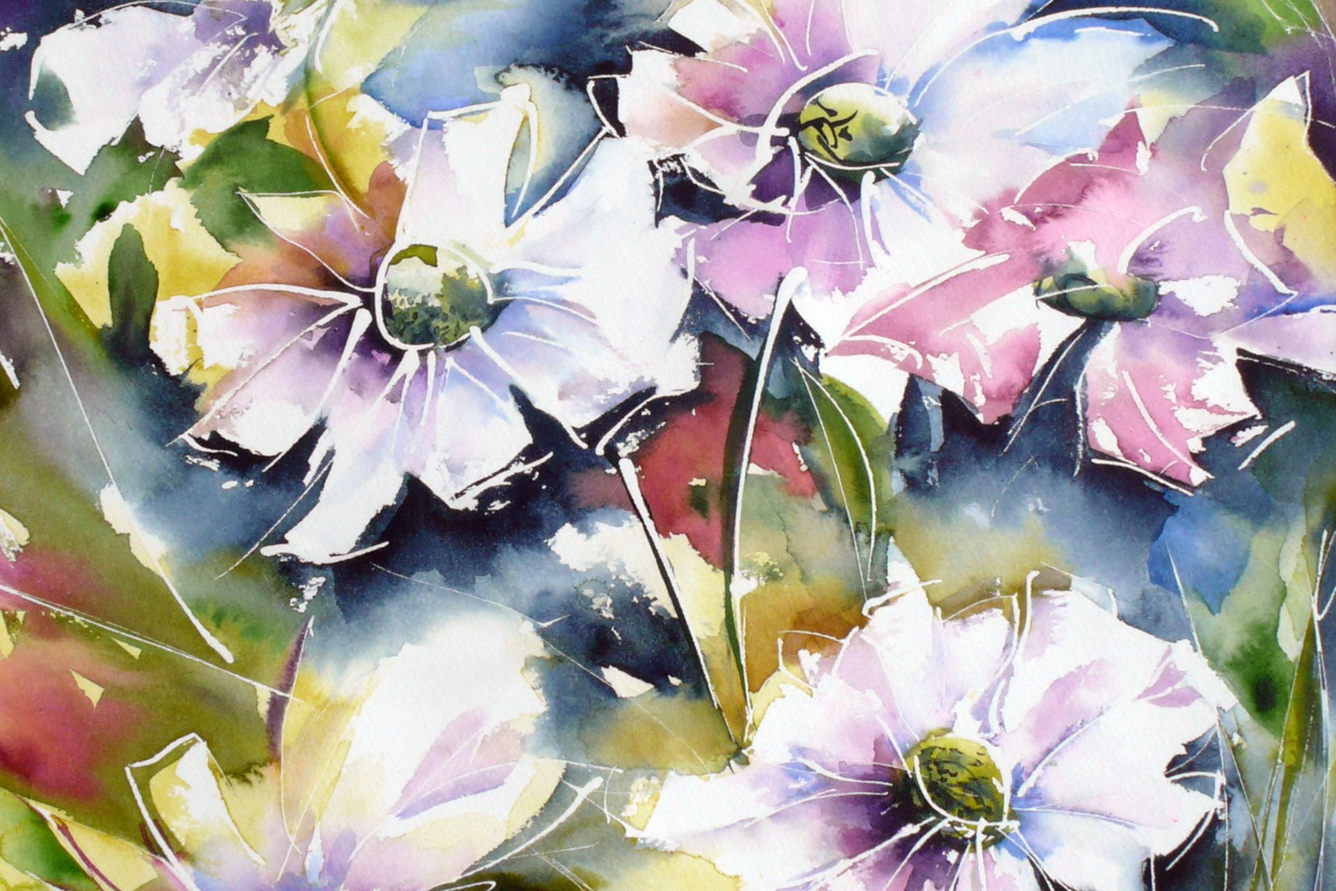 pattern flower watercolor style