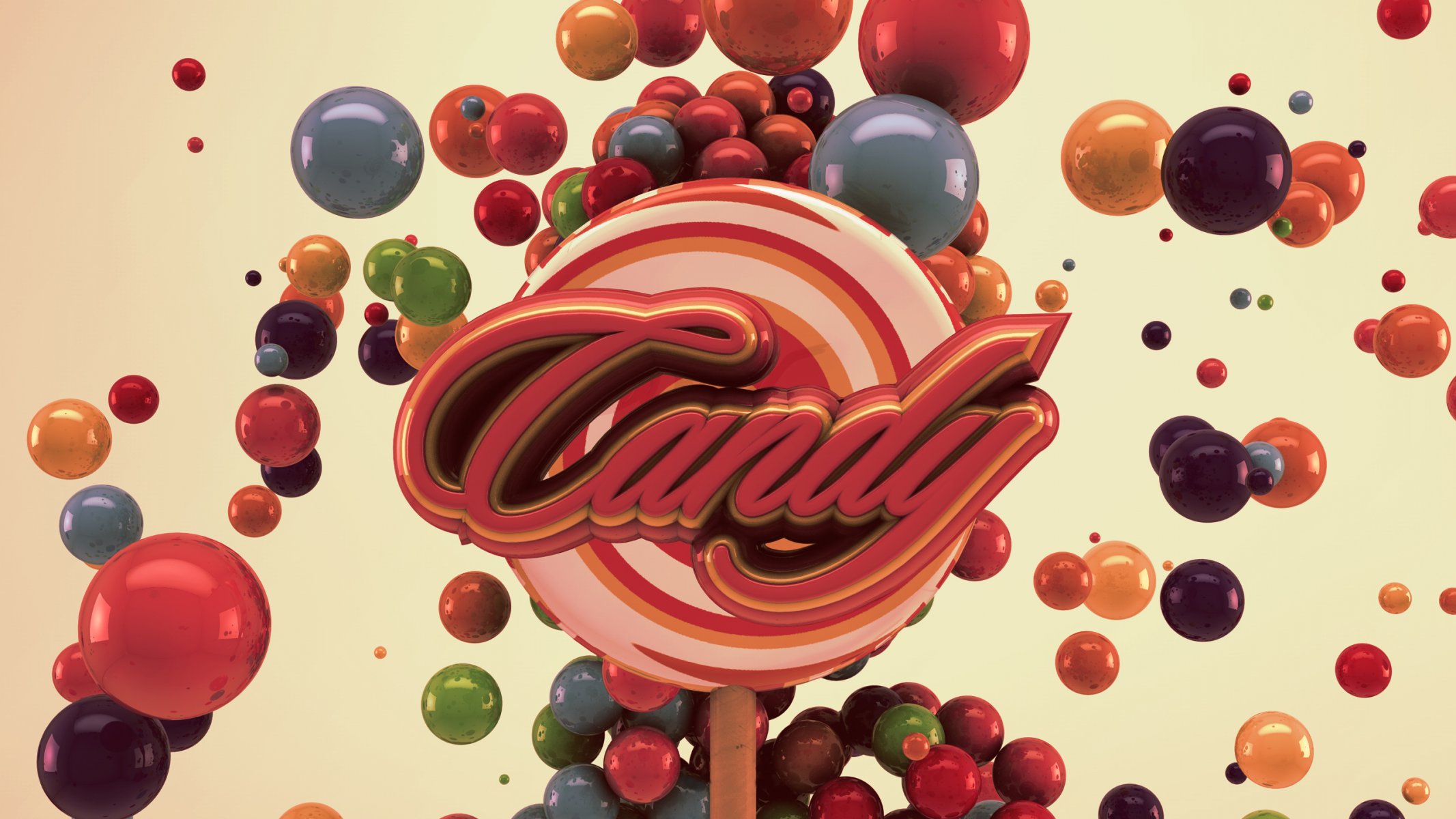 candy style word render sweetie bulbs lollipop