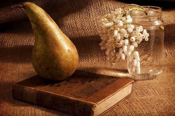 Still life Pear on the book 