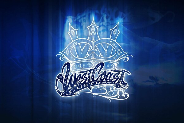 West coast customs logo on blue background