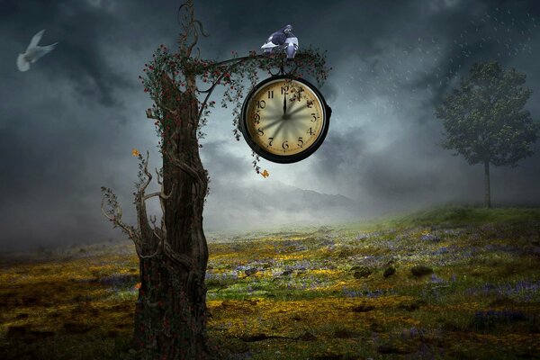 Grande orologio appeso all albero