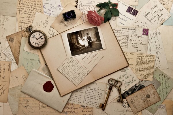 Vintage photography of antiques and letters