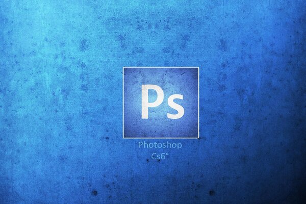 The logo of the Photoshop program in white and blue