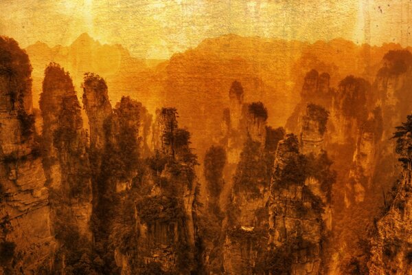 Yellow mountain dark landscape