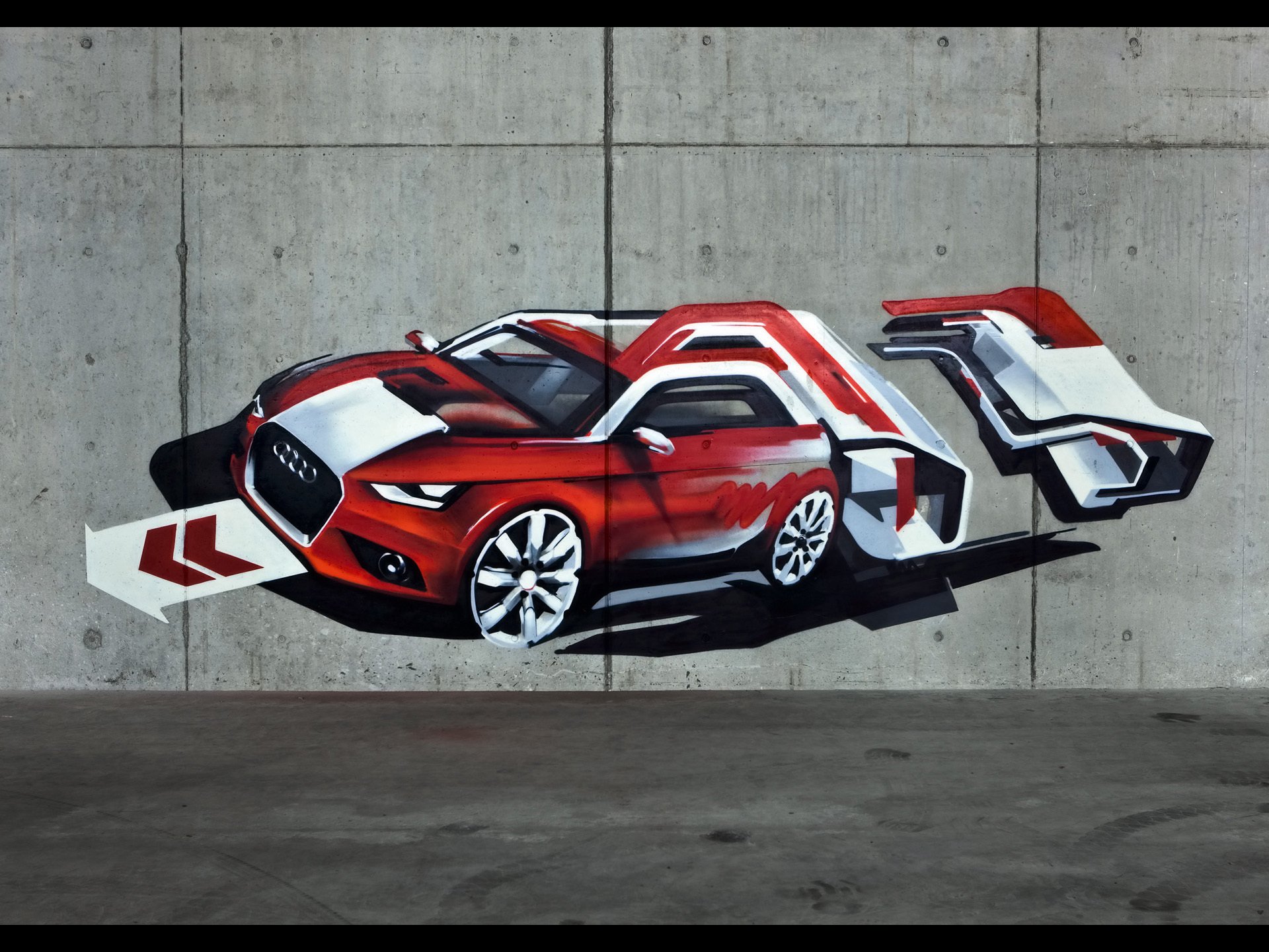 graffiti audi ściana tekstury samochód rysunek