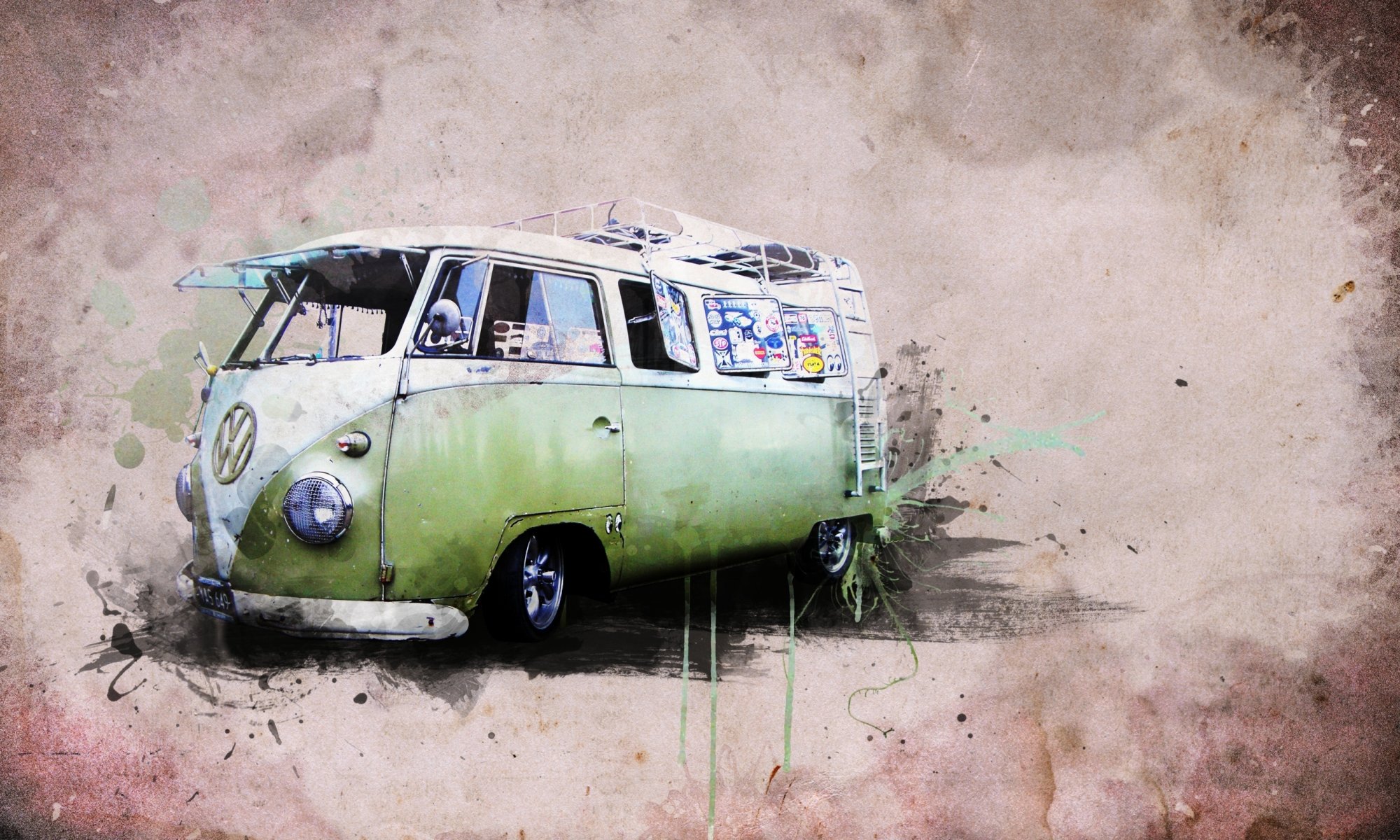 stile creativo creativo hippie van volkswagen transporter 1 samba pneumatici