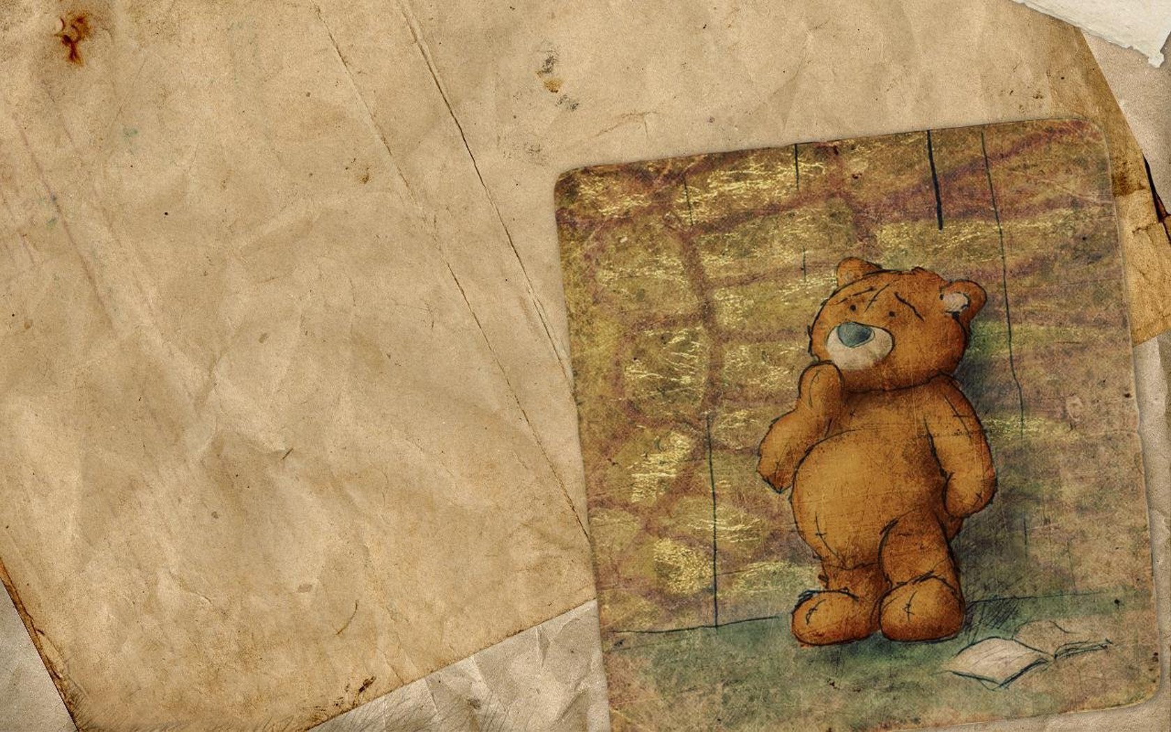 teddy bear piece paper book picture