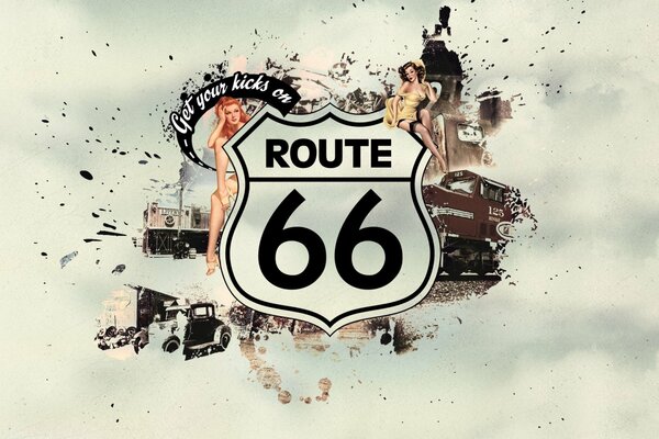 Route 66 pin-up emblem