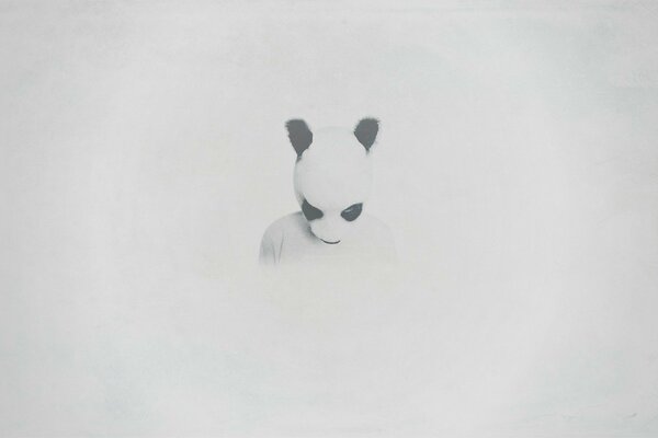 White panda on a white background