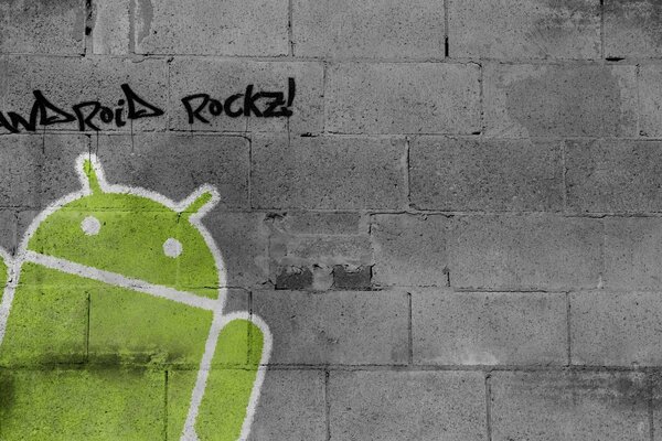 Graffiti en la pared de android