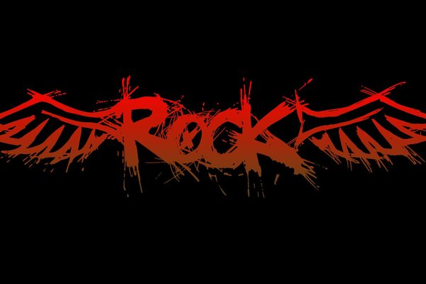 Rote Rock-Schriftzug auf schwarzem Hintergrund