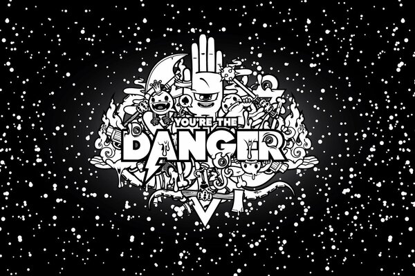 The danger inscription is made using vector graphics