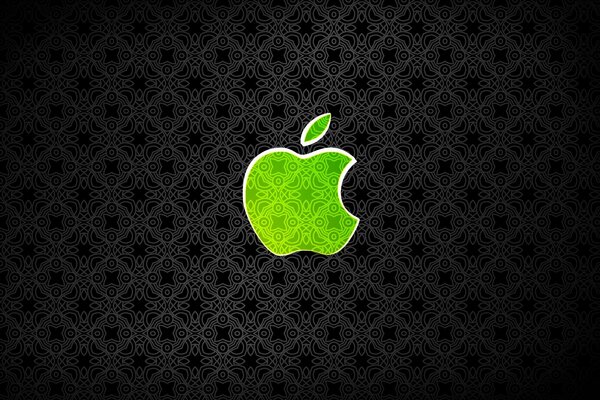 Logotipo de apple manzana verde sobre fondo negro