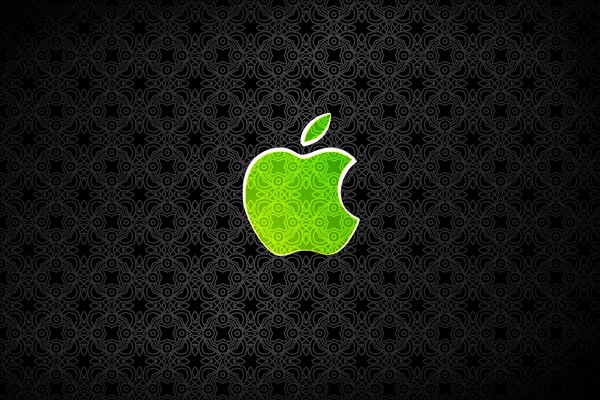 Logo apple zielone jabłko na czarnym tle