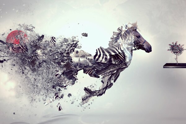 Stylish image of a zebra in gray tones