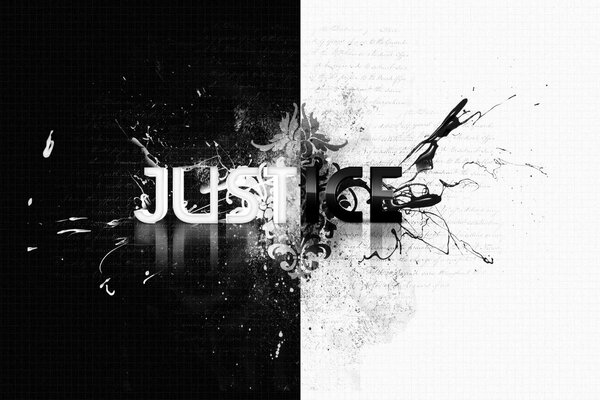 Черно-булый арт, буквы правосудие
